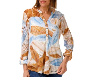 Thumbnail 1: Coral Bay Women's 3/4 Sleeve Crochet Top 
