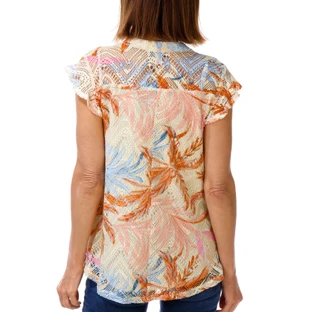 Thumbnail 3: Coral Bay Women's Flutter Sleeve Crochet Top 