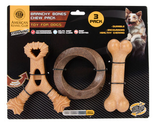 Thumbnail 1: AKC Spiky Wishbone Beef-Scented Dog Chews 3-Pack 
