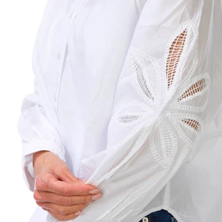 Thumbnail 2: BUNULU Women's Embroidered Sleeve Button Down Top 