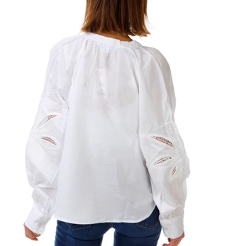 Thumbnail 3: BUNULU Women's Embroidered Sleeve Button Down Top 