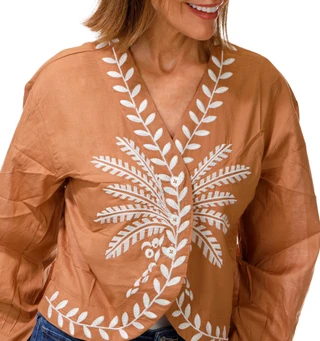 Thumbnail 3: BUNULU Women's Embroidered Long Sleeve Top 