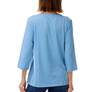 Thumbnail 2: Coral Bay Women's 3/4 Sleeve Embroidered Split-Neck Top 