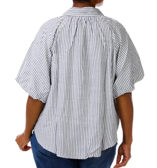 Thumbnail 4: MAX STUDIO Plus Bubble Sleeve Button Down Top 