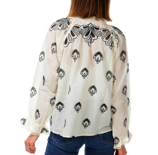 Thumbnail 2: BUNULU Women's Embroidered Split Neck Top 