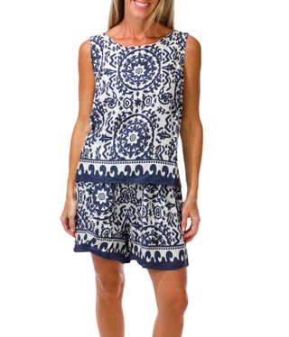 Thumbnail 1: Cece Women's 2 Pc Border Print Shorts Set 