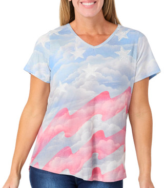 Thumbnail 1: ONE WORLD Women's Short Sleeve V-Neck Graphic Tee 