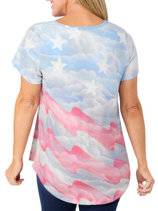 Thumbnail 2: ONE WORLD Women's Short Sleeve V-Neck Graphic Tee 