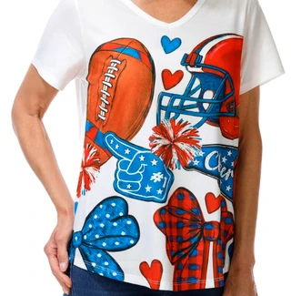 Thumbnail 3: ONE WORLD Women's Short Sleeve V-Neck Graphic Tee 