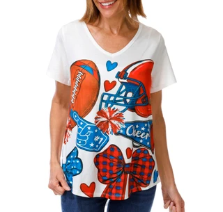 Thumbnail 1: ONE WORLD Women's Short Sleeve V-Neck Graphic Tee 