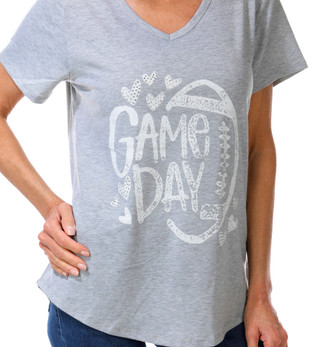 Thumbnail 3: ONE WORLD Women's Short Sleeve V-Neck Graphic Tee 