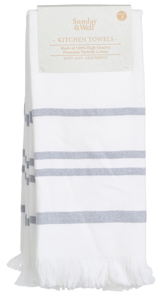 Thumbnail 1: WILLOW Nantucket Turkish Kitchen Towels Set of 3 