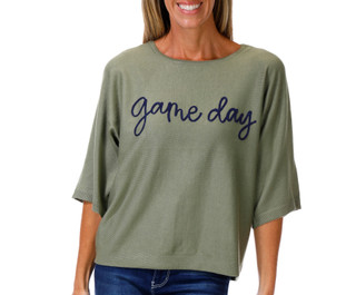 Thumbnail 1: ADRIENNE VITTADINI Petite Short Sleeve Game Day Top 