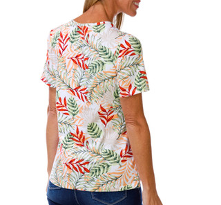 Thumbnail 2: Coral Bay Petite Short Sleeve Henley Toggle Print Top 