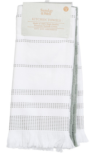 Thumbnail 1: WILLOW 3-Piece Eden Turkish Cotton Kitchen Towel Set 