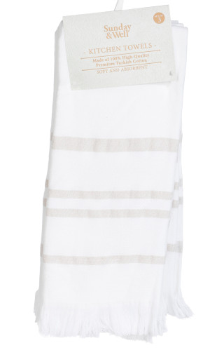 Thumbnail 1: WILLOW Nantucket Turkish Cotton Kitchen Towels 3-Pack 