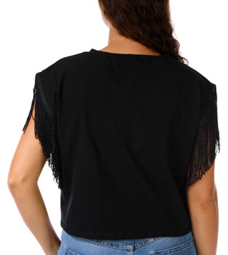 Thumbnail 2: SECONDARY Black Cowgirl Fringe Arm Tank 