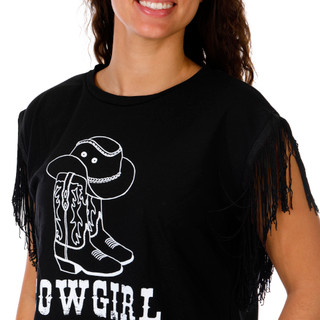 Thumbnail 3: SECONDARY Black Cowgirl Fringe Arm Tank 