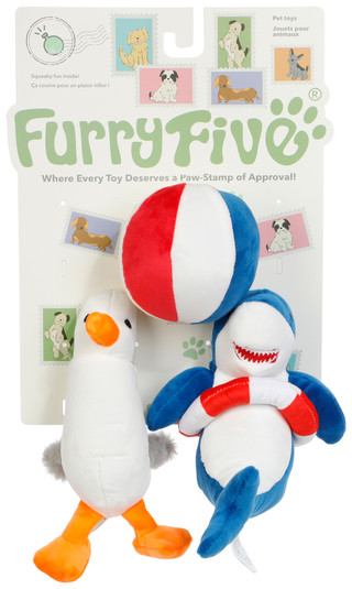 Thumbnail 1: Furry Five Beach Bums 3-Pack Plush Dog Toy Set 