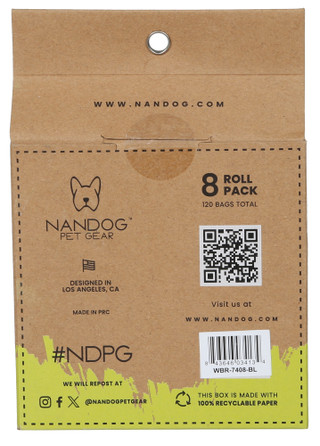 Thumbnail 2: NanDog Blue Waste Bags 8 Rolls Pack 