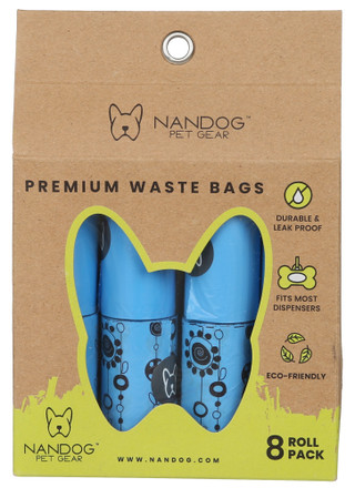Thumbnail 1: NanDog Blue Waste Bags 8 Rolls Pack 
