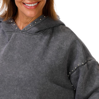 Thumbnail 3: Pink Rose Women's Grommet Trim Hoodie 