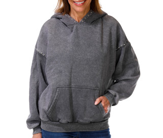 Thumbnail 1: Pink Rose Women's Grommet Trim Hoodie 