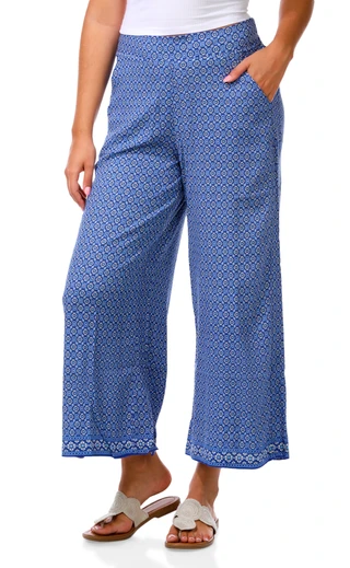 Thumbnail 1: MAX STUDIO Women's Print Rayon Crop Wide Leg Pants 