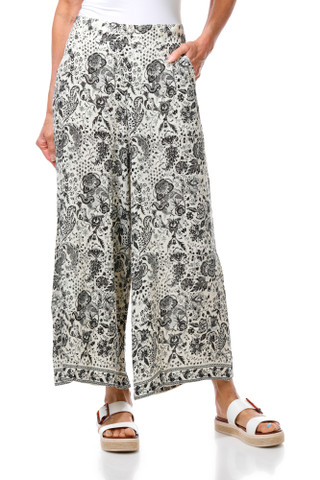 Thumbnail 1: MAX STUDIO Print Rayon Crop Wide Leg Pants 