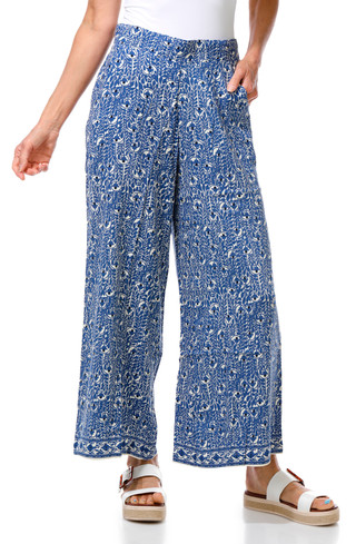 Thumbnail 1: MAX STUDIO Women's Print Rayon Crop Wide Leg Pants 
