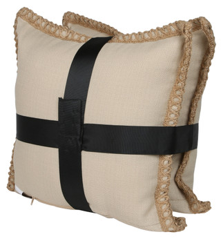 Thumbnail 2: Westgate Home 2 Pk 18x18 Jute Trim Linen Indoor/Outdoor Pillows 