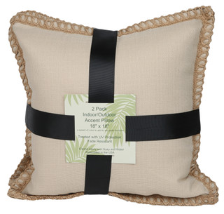 Thumbnail 1: Westgate Home 2 Pk 18x18 Jute Trim Linen Indoor/Outdoor Pillows 