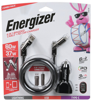 Thumbnail 1: Energizer 4-In-1 Braided Cable + PD Car Charger 
