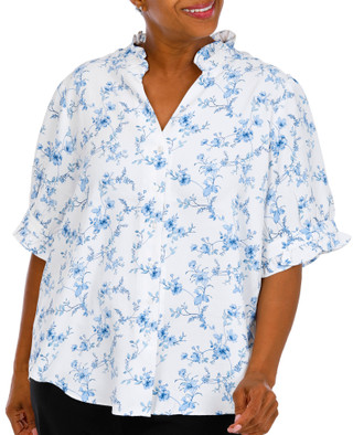 Thumbnail 1: Premise Women's Plus Floral Print Top 