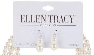 Thumbnail 2: Ellen Tracy 2 Pc Pearl Necklace & Earrings Set 