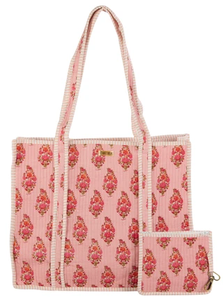 Thumbnail 1: Haute Dreamz Ajrakh Floral Tote with Pouch 
