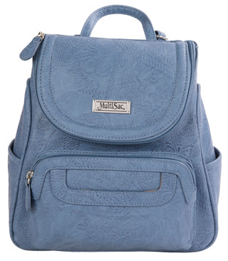 Thumbnail 1: MULTISAC Major Denim Floral Stitched Backpack 