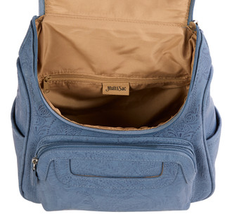Thumbnail 2: MULTISAC Major Denim Floral Stitched Backpack 