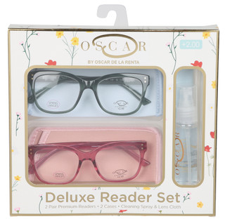 Thumbnail 1: OSCAR DE LA RENTA 2 Pr Deluxe Reader Set w/ Cases, Cleaner & Cloth 