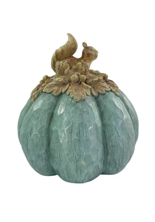 Thumbnail 2: Autumn Gatherings 12.5 in Resin Blue Pumpkin Squirrel 