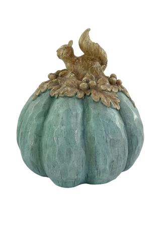 Thumbnail 1: Autumn Gatherings 12.5 in Resin Blue Pumpkin Squirrel 