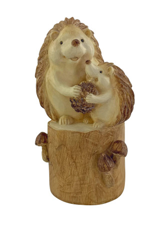 Thumbnail 1: Autumn Gatherings 9 in Resin Mom & Baby Hedgehog Figurine 