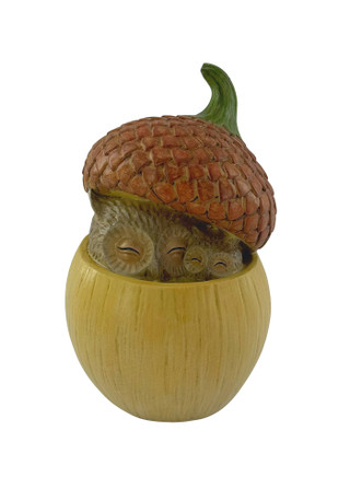 Thumbnail 1: Autumn Gatherings 9 in Resin Owl Acorn Figurine 