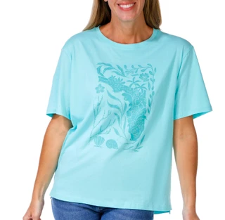 Thumbnail 1: REEL LEGENDS Women's Florida Stamp Graphic Tee 