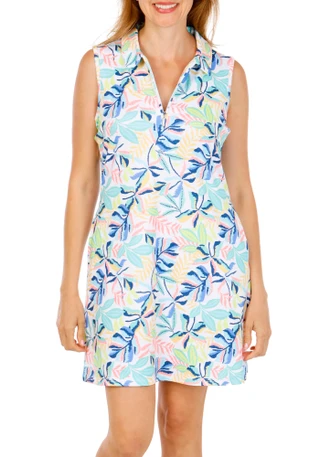 Thumbnail 1: Coral Bay Golf Petite Sleeveless 1/4 Zip Neck Polo Golf Dress 