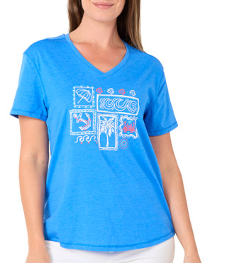 Thumbnail 1: REEL LEGENDS Women's Outdoor Nautical Stamp Graphic Tee 