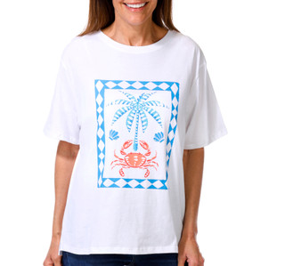 Thumbnail 1: REEL LEGENDS Women's Outdoor Crab Palm Tree Graphic Tee 