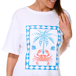 Thumbnail 2: REEL LEGENDS Women's Outdoor Crab Palm Tree Graphic Tee 