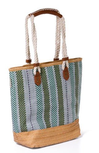 Thumbnail 2: Sun N' Sand Green Paper Straw Shoulder Tote 
