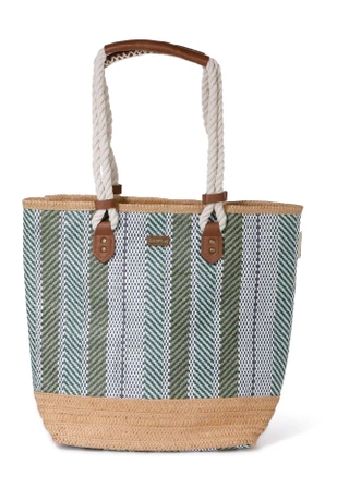 Thumbnail 1: Sun N' Sand Green Paper Straw Shoulder Tote 